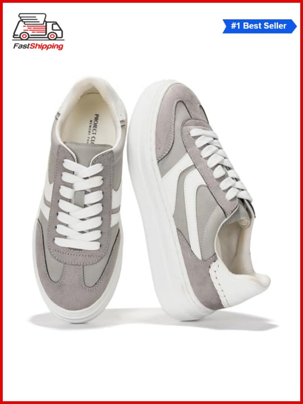 Platform Sneakers Lace-Up Memory Foam Cushioned Sneakers for Women